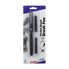 Pentel Pocket Brush Pen - Pen with 2 Refills, Gray