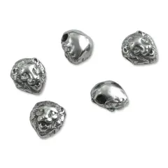 John Bead Antique Stainless Steel Beads - Lion Head 2, 11 x 12 mm, Pkg of 5