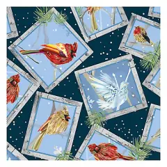 First Frost Birds/Navy Cotton Fabric By Benartex