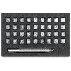 Realeather Leather Tooling Set - 1/4" Alphabet and Numbers with Handle, Set of 36 Stamps