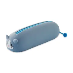 PuniLabo Lying Down Zipper Pouch - Gray Cat