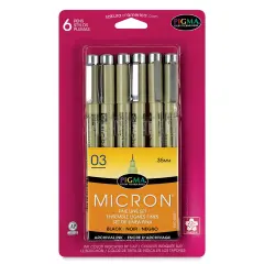 Sakura Pigma Micron Pens - Set of 6, Black, 03