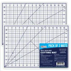 12" x 18" Self-Healing Cutting Mat 5-Ply (2 Pack) - Double-Sided White/Blue Craft Mat, Non-Slip Cutting Mats for Crafts, Sewing, Quilting, Scrapbooking