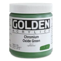 Golden Heavy Body Artist Acrylics - Chromium Oxide Green, 8 oz Jar