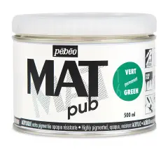 Pebeo Mat Pub Acrylic Paint - Permanent Green, 500 ml