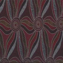 Ladies Dancing with Water Paints Red Australian Aboriginal MS Textiles CottonBTY