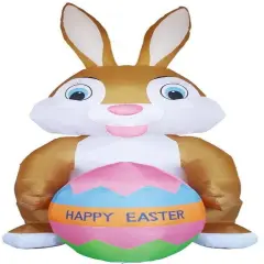 12' Air Blown Inflatable Brown Easter Bunny w/ Easter Egg Y619