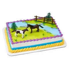 Horses, trees, and Fence Birthday Cake Kit 3 Piece