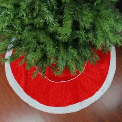 Northlight 48" Red and White Quilted Faux Fur Border Christmas Tree Skirt