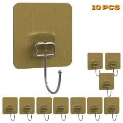 Kitcheniva Heavy Duty Adhesive Sticky Hooks Gold 10 pcs