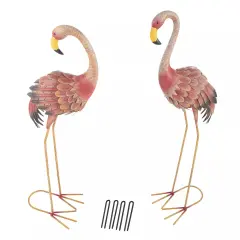 Flamingo Garden Statues Set of 2 Lawn Ornaments Garden D&eacute;cor 31 and 28 Inch