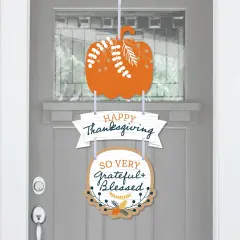 Big Dot of Happiness Happy Thanksgiving - Hanging Porch Fall Harvest Party Outdoor Decorations - Front Door Decor - 3 Piece Sign