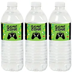 Big Dot of Happiness Game Zone - Pixel Video Game Party or Birthday Party Water Bottle Sticker Labels - Set of 20