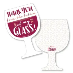 Big Dot of Happiness But First, Wine - Shaped Thank You Cards - Wine Tasting Party Thank You Note Cards with Envelopes - Set of 12