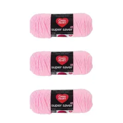 Red Heart Super Saver Petal Pink Yarn - 3 Pack of 198g/7oz - Acrylic - 4 Medium (Worsted) - 364 Yards - Knitting/Crochet