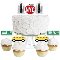 Big Dot of Happiness NYC Cityscape - Dessert Cupcake Toppers - New York City Party Clear Treat Picks - Set of 24