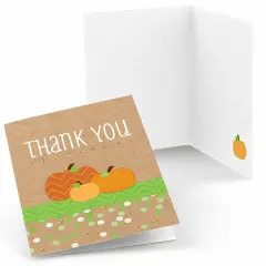 Big Dot of Happiness Pumpkin Patch - Fall, Halloween or Thanksgiving Baby Shower or Birthday Party Thank You Cards (8 count)