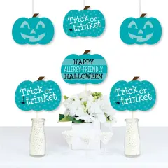 Big Dot of Happiness Teal Pumpkin - Decorations DIY Halloween Allergy Friendly Trick or Trinket Essentials - Set of 20