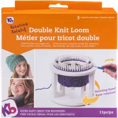 Authentic Knit Board Rotating Dbl Knit Loom 9.5"X10.5"X3.5"