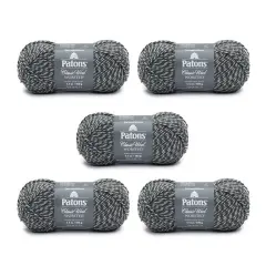 Patons Classic Wool Dark Gray Marl Yarn - 5 Pack of 3.5oz/100g - Wool - 4 Medium - 210 Yards - Knitting/Crochet