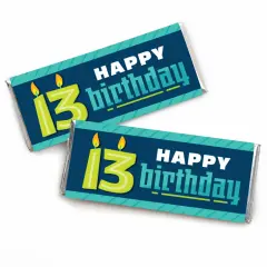 Big Dot of Happiness Boy 13th Birthday - Candy Bar Wrapper Official Teenager Birthday Party Favors - Set of 24