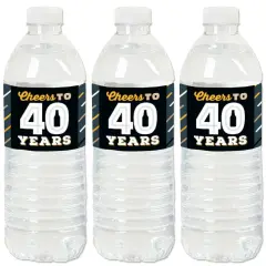 Big Dot of Happiness Cheers and Beers to 40 Years - 40th Birthday Party Water Bottle Sticker Labels - Set of 20
