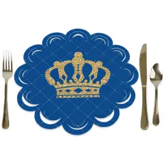 Big Dot of Happiness Royal Prince Charming - Baby Shower or Birthday Party Round Table Decorations - Paper Chargers - Place Setting For 12