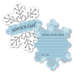 Big Dot of Happiness Winter Wonderland - Wish Card Snowflake Holiday Party and Winter Wedding Activities - Shaped Advice Cards Game - Set of 20