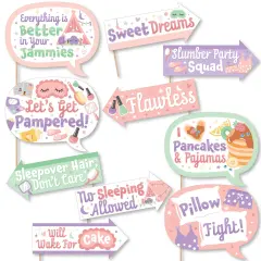 Big Dot of Happiness Funny Pajama Slumber Party - Girls Sleepover Birthday Party Photo Booth Props Kit - 10 Piece