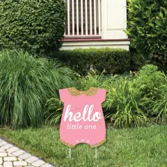Big Dot of Happiness Hello Little One - Pink and Gold - Outdoor Lawn Sign - Girl Baby Shower Yard Sign - 1 Piece