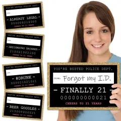 Big Dot of Happiness Finally 21 Girl - 21st Birthday Party Mug Shots - Birthday Photo Booth Props Party Mugshot Signs - 20 Count
