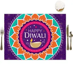 Big Dot of Happiness Happy Diwali - Party Table Decorations - Festival of Lights Party Placemats - Set of 16