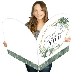Big Dot of Happiness Boho Botanical - Greenery Thank You Giant Greeting Card - Big Shaped Jumborific Card - 16.5 x 22 inches