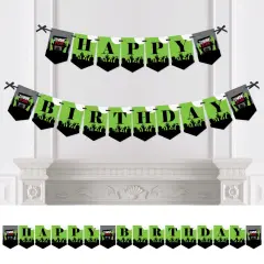 Big Dot of Happiness Zombie Zone - Birthday Zombie Crawl Party Bunting Banner - Birthday Party Decorations - Happy Birthday