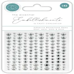 Craft Consortium Essential Adhesive Rhinestone Gems 143/Pkg-Clear