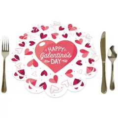 Big Dot of Happiness Happy Galentine's Day - Valentine's Day Party Round Table Decorations - Paper Chargers - Place Setting For 12