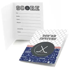 Big Dot of Happiness Shoots and Scores - Hockey - Fill-in Baby Shower or Birthday Party Invitations (8 Count)
