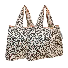 Wrapables Foldable Tote Nylon Reusable Grocery Bag (Set of 2) Wild Cat