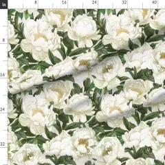 Various Fabrics by the Yard or Fat Quarter White Green Floral Plants Large Scale Garden Botanical Peonies Blooms Spring Summer Custom Printed Fabric by Spoonflower