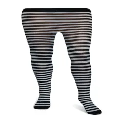 Black and White Tights - Striped Nylon Stretch Pantyhose Stocking Accessories for Every Day Attire and Costumes for Teens and Children