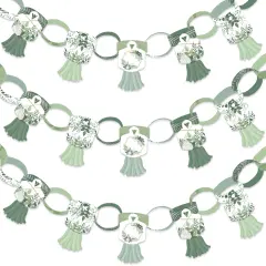 Big Dot of Happiness Boho Botanical - 90 Chain Links and 30 Paper Tassels Decoration Kit - Greenery Party Paper Chains Garland - 21 feet