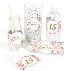 Big Dot of Happiness Mis Quince Anos - DIY Party Supplies - Quinceanera Sweet 15 Birthday Party DIY Wrapper Favors and Decorations - Set of 15
