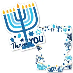 Big Dot of Happiness Hanukkah Menorah - Shaped Thank You Cards - Chanukah Holiday Party Thank You Note Cards with Envelopes - Set of 12
