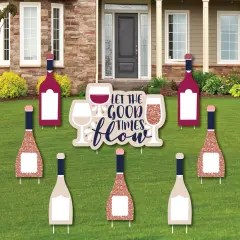 Big Dot of Happiness But First, Wine - Yard Sign and Outdoor Lawn Decorations - Wine Tasting Party Yard Signs - Set of 8
