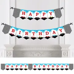 Big Dot of Happiness Let's Go Racing - Racecar - Birthday Party Bunting Banner - Race Car Birthday Party Decorations - Happy Birthday