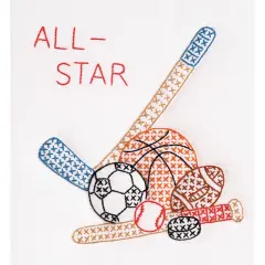 Jack Dempsey Stamped White Quilt Blocks 9"X9" 12/Pkg-Sports