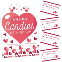 Big Dot of Happiness Happy Galentine's Day - How Many Candies Valentine's Day Party Game - 1 Stand and 40 Cards - Candy Guessing Game