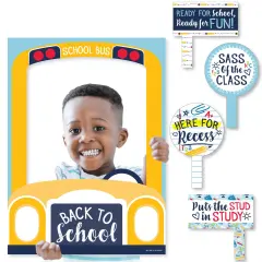 Big Dot of Happiness Back to School - 1st Day of School Classroom Decorations & Selfie Photo Booth Picture Frame & Props - Printed on Sturdy Material