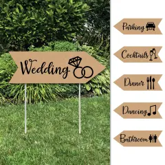 Big Dot of Happiness Rustic Kraft - Arrow Wedding and Reception Directional Signs - Double Sided Outdoor Yard Sign - Set of 6