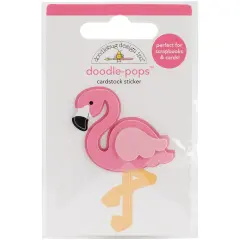 Doodlebug Doodle-Pops 3D Stickers-Pink Flamingo